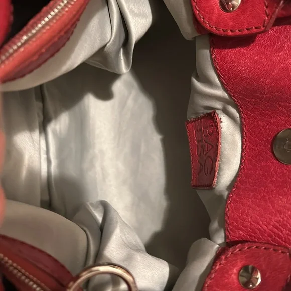 Dolce & Gabbana Lisa Pleated Red Grain Leather Bag With Compact & Dustbag - Picture 10 of 14